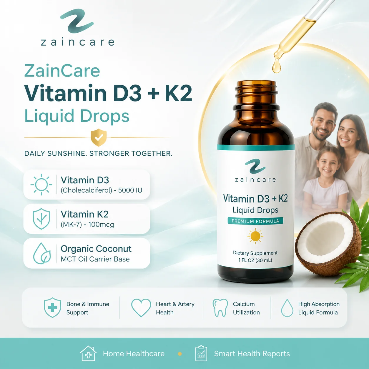 ZainCare Vitamin D3 + K2 Liquid Drops
